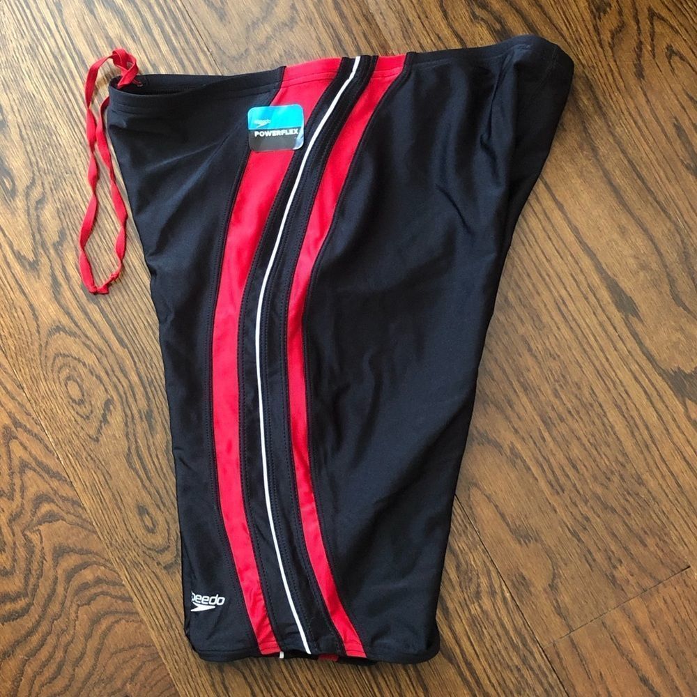 Speedo Performance Race Tech Ii Black And Red Mens Competition Jammers Sz 38 Nwt — image 4 of 8